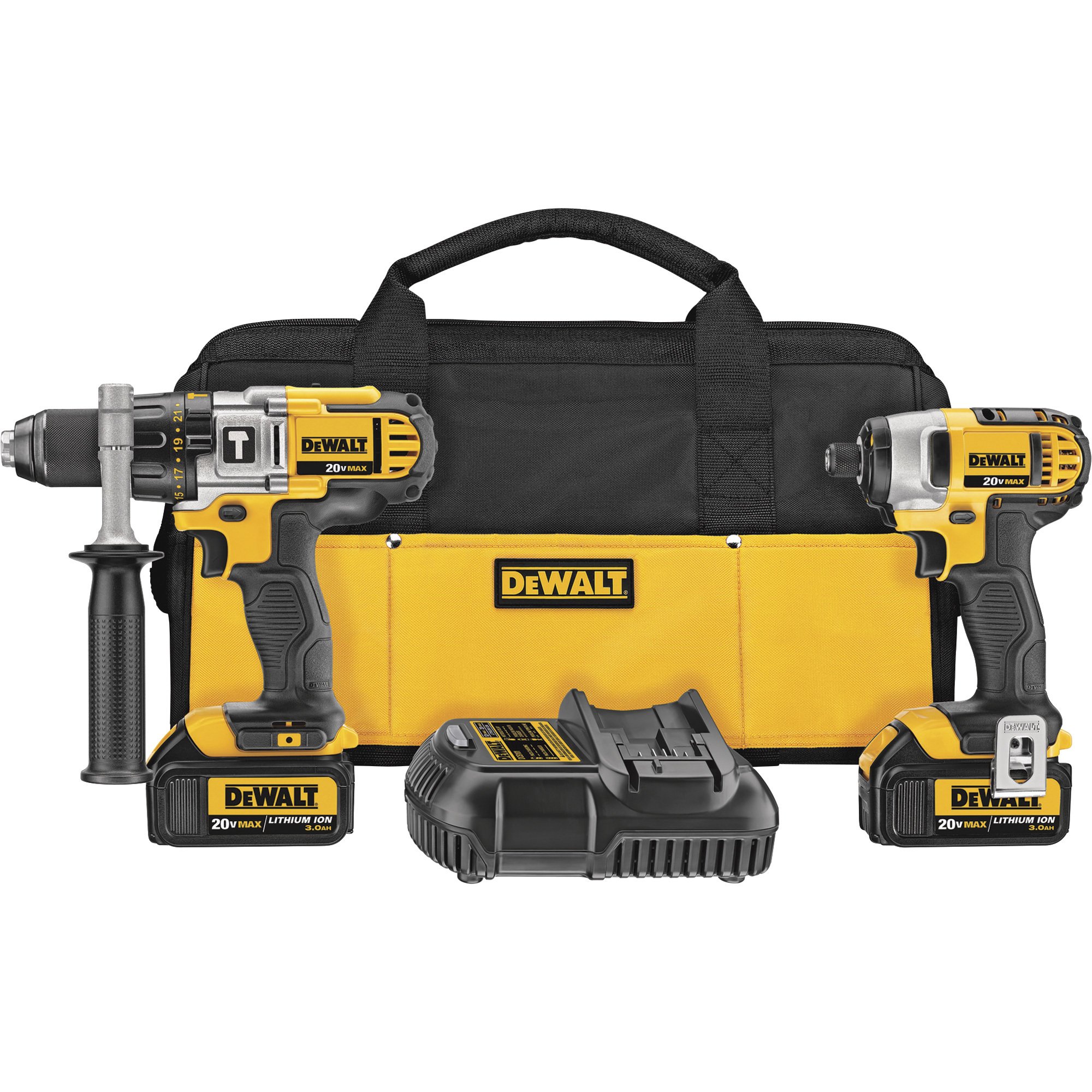 DEWALT 20V MAX Li-Ion Cordless Power Tool Set — 1/2in. Hammerdrill & 1/4in. Impact Driver, With 2 Batteries, Model# DCK290L2